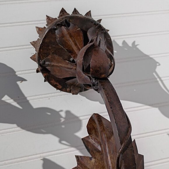 Large Metal Wall Sconces Candelabras Torch Candle Holder Mexican MCM Vtg 16 inch - Picture 15 of 16